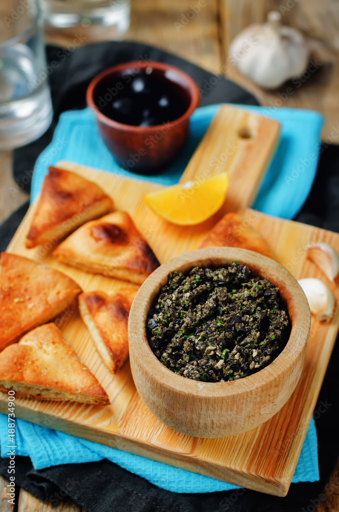 Black Olive Tapenade with roasted pita Black Olive Tapenade with roasted pita