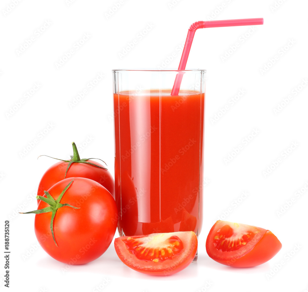 tomato juice isolated on white background. juice in glass tomato juice isolated on white background. juice in glass