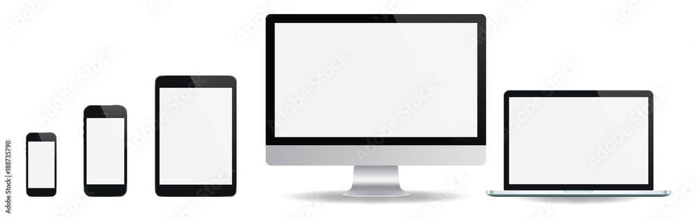 Realistic set of monitor, laptop, tablet, smartphone Realistic set of monitor, laptop, tablet, smartphone