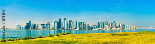 Skyline of Doha  the capital of Qatar.
