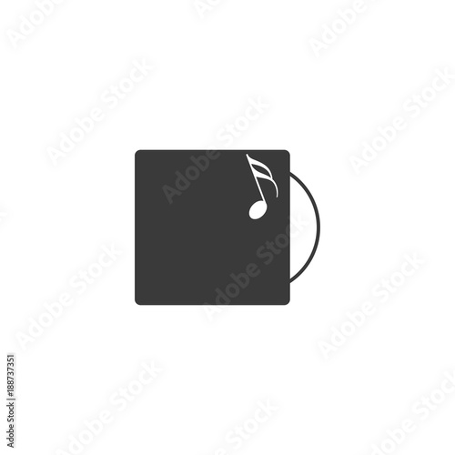 Vinyl Record with notes and music symbols on yellow background