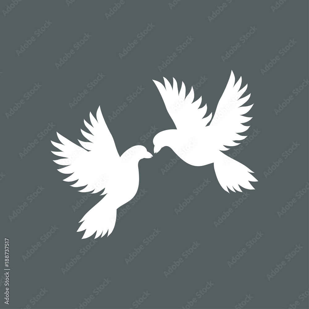 Fototapeta premium Love card hand drawn vector design with gold heart and doves on red background. Logos and emblems for invitation, greeting card, prints and posters