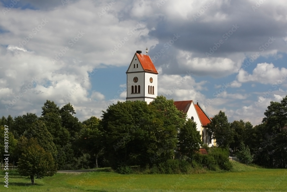 Fototapeta premium Kirche von Wilburgstetten, Bayern, Deutschland