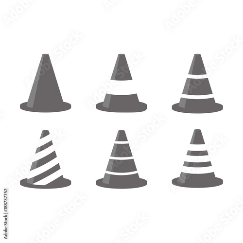 Road cone icon set. Simple set of road cone vector icons for web design isolated on white background