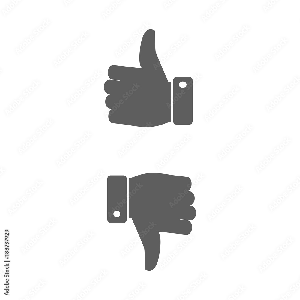 Like and Dislike icon. Thumbs up and down sign in flat style. Concept for user feedback for social network. Vector illustration. EPS 10. Like and Dislike icon. Thumbs up and down sign in flat style. Concept for user feedback for social network. Vector illustration. EPS 10.