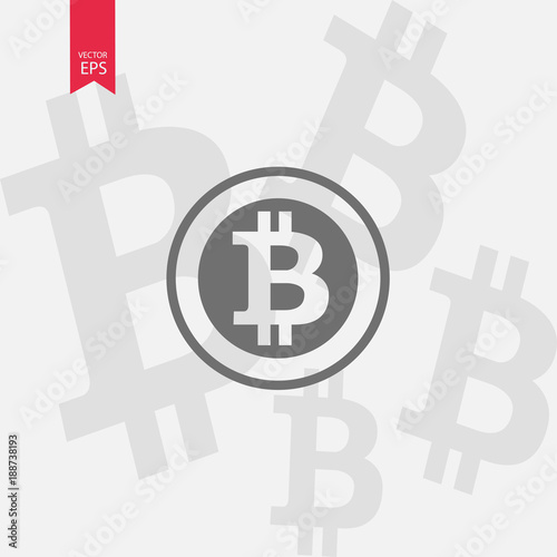 Bitcoin icon, vector sign, payment symbol, coin logo. Crypto currency, virtual electronic, internet money. Black emblem isolated on white. Cryptocurrency e-commerce concept