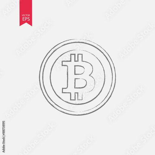 Bitcoin icon, vector sign, payment symbol, coin logo. Crypto currency, virtual electronic, internet money. Black emblem isolated on white. Cryptocurrency e-commerce concept