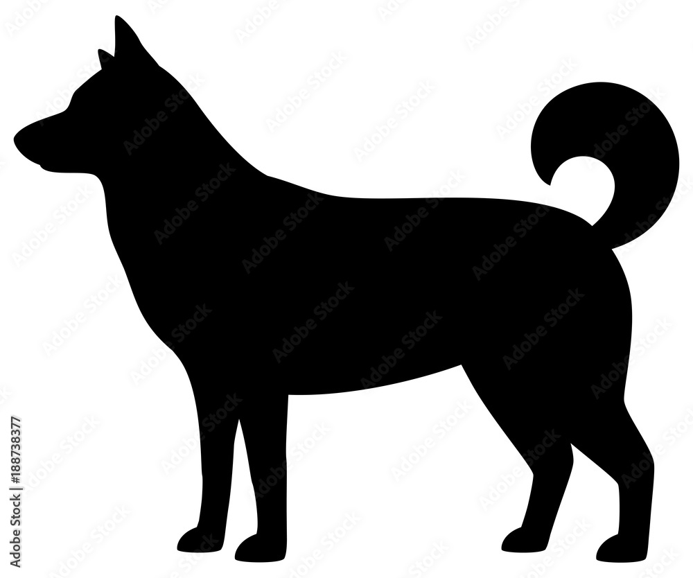 Silhouette of dog on white background