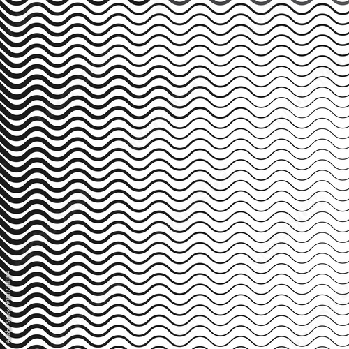 Vector Seamless Black And White Wavy Lines Pattern Abstract Background