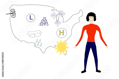 Weatherwoman and US forecast map