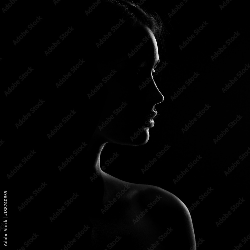 silhouette of beautiful young woman