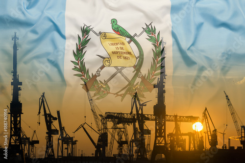 Industrial concept with Guatemala flag at sunset