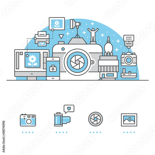 Camera banner and icons with White Background