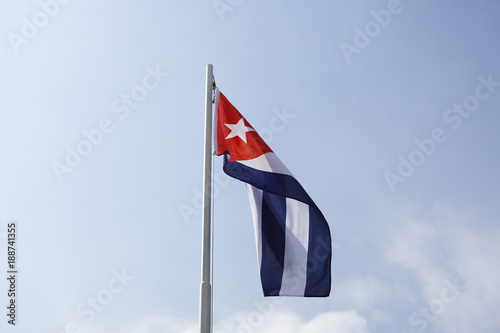 National flag of Cuba on a flagpole