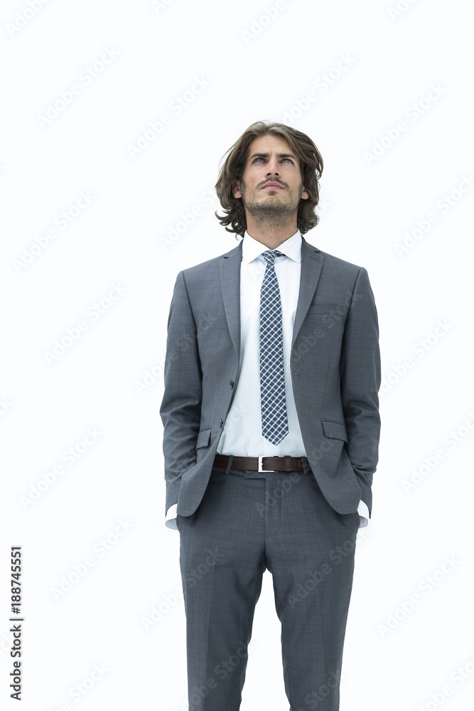 elegant people looking up on white background elegant people looking up on white background