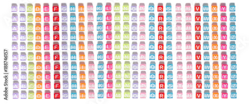 Foto Colorful plastic beads with letters