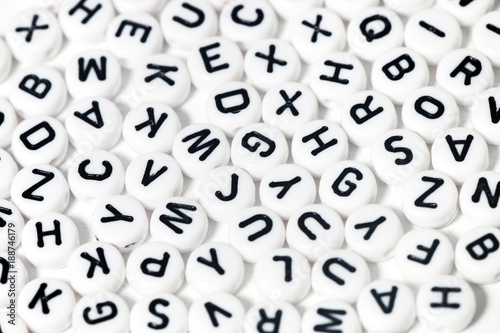 plastic beads with letters