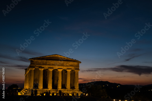 Greek Temple during sunset in Agrigento, Sicily
