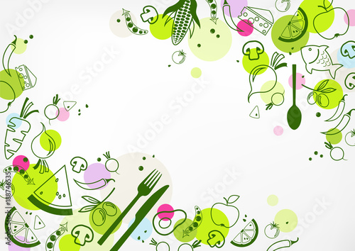 colourful & healthy food background - vector illustration