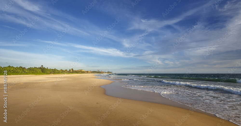 Beautiful wide beach of the Indian ocean shore..