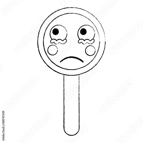 sad magnifying glass kawaii icon image vector illustration design 