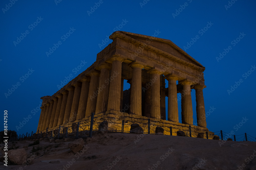 Greek Temple during sunset in Agrigento, Sicily Greek Temple during sunset in Agrigento, Sicily