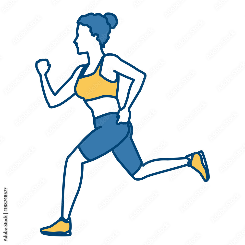 Fitness woman running icon vector illustration graphic design Fitness woman running icon vector illustration graphic design