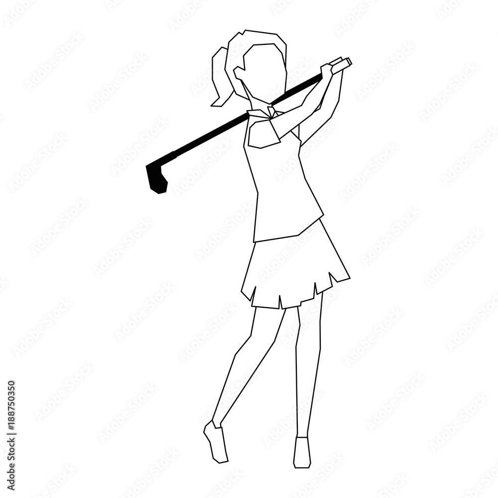 woman golfer playing avatar vector illustration design woman golfer playing avatar vector illustration design