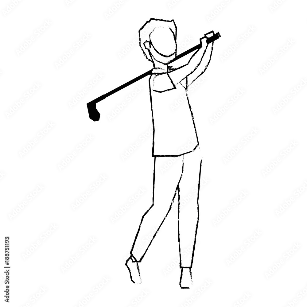 man golfer playing avatar vector illustration design