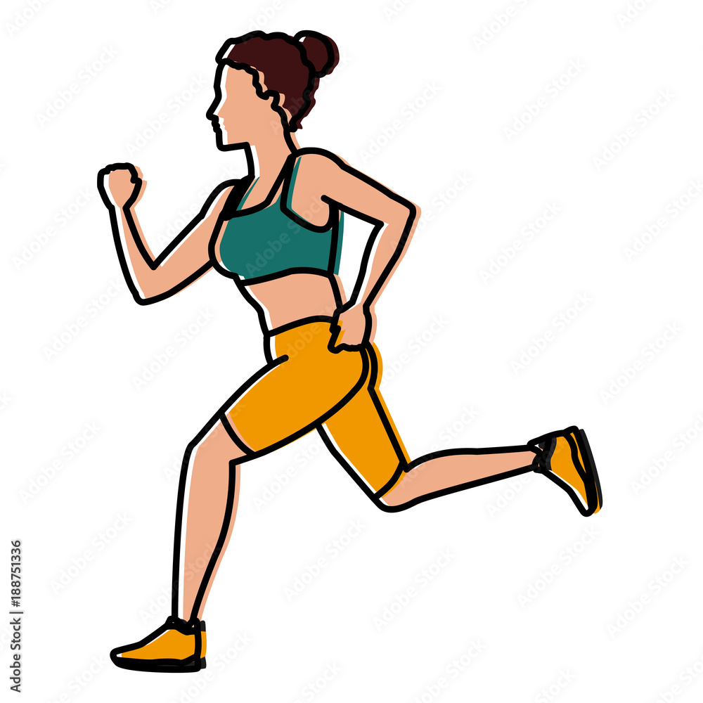 Fitness woman running icon vector illustration graphic design Fitness woman running icon vector illustration graphic design
