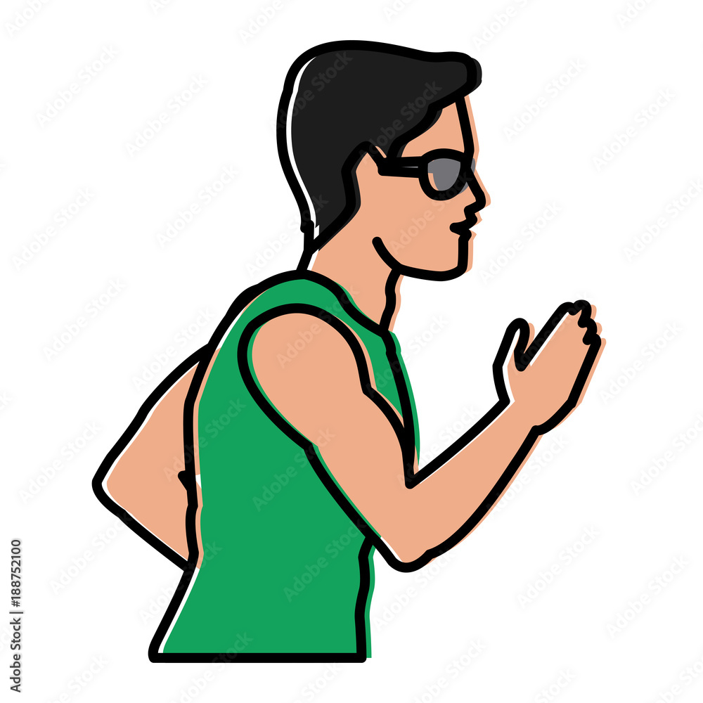 Naklejka premium Fitness man running icon vector illustration graphic design