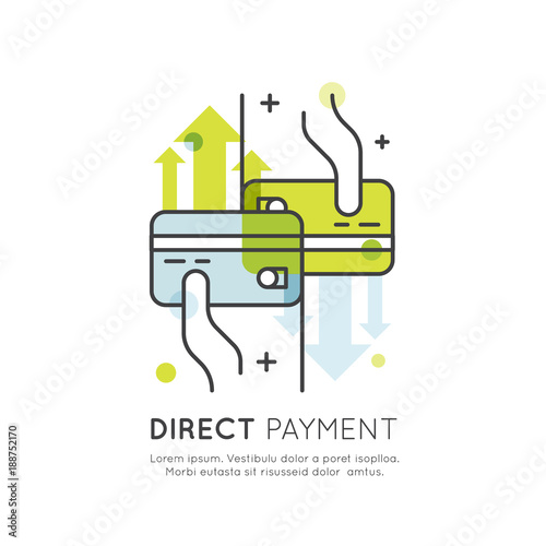 Vector Icon Style Illustration Concept of Direct Payment, Peer-to-Peer Transaction, Mobile and Desktop Application Development