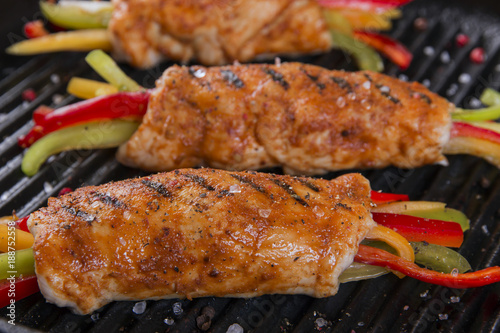 chicken fillet with vegetables, grill