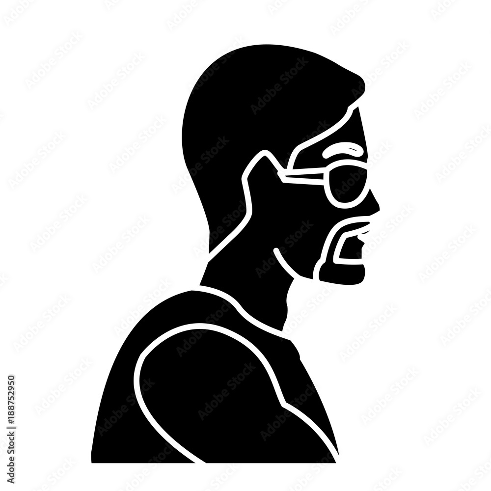 Man head with sunglasses icon vector illustration graphic design Man head with sunglasses icon vector illustration graphic design