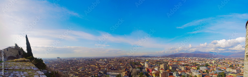 Panorama from the castle of Brescia, Italy