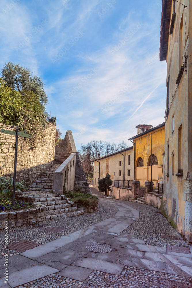 Castle on the hill Cidneo in Brescia, Italy