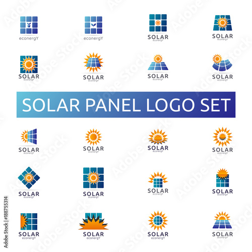 Solar panel energy logo icon. business green energy concept design