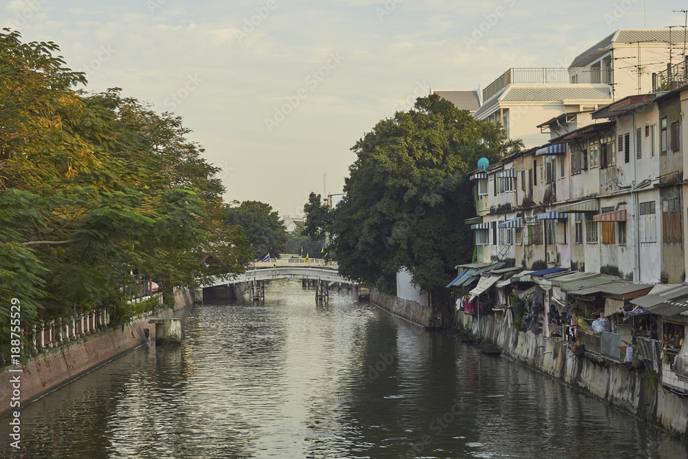 khlong rop krung canal, Old City, Bangkok, Thailand