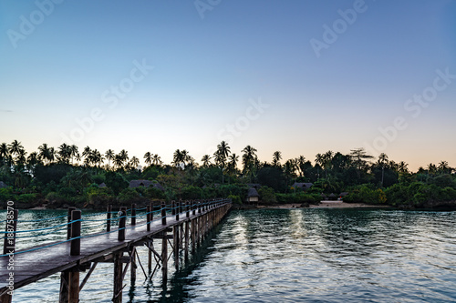 Zanzibar island in Tanzania at twilight. Zanzibar is a semi-autonomous region of Tanzania in East Africa.