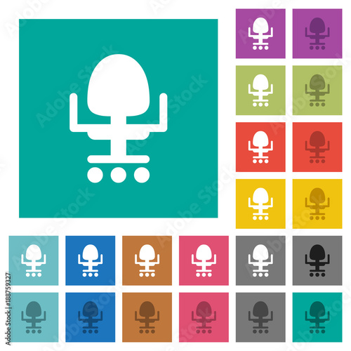 Office chair square flat multi colored icons