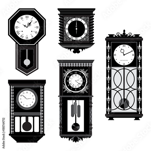 Vintage wall clock solid icons