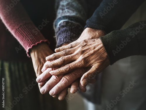 Closeup of hands of senior people