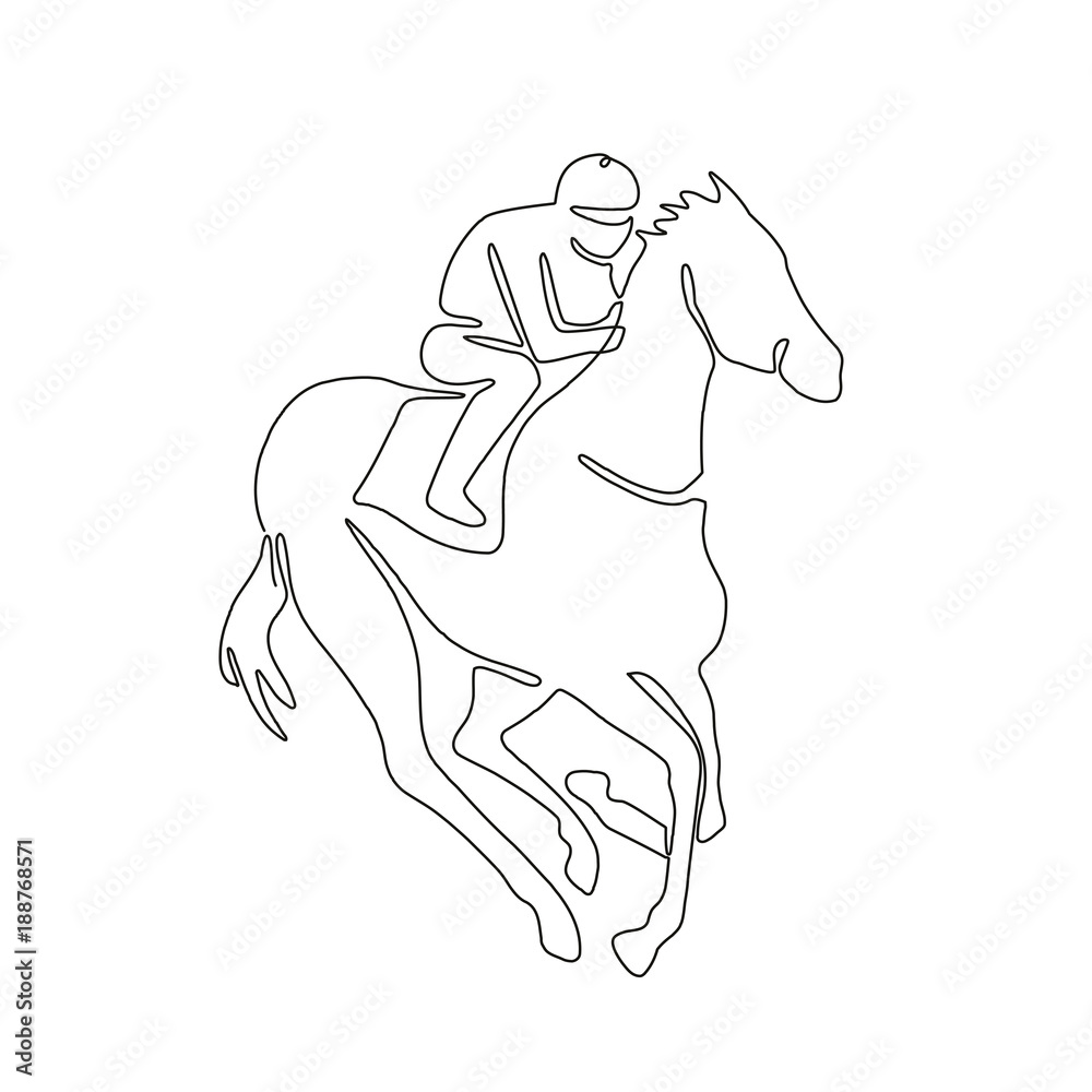 Jockey Horse Racing Continuous Line Jockey Horse Racing Continuous Line