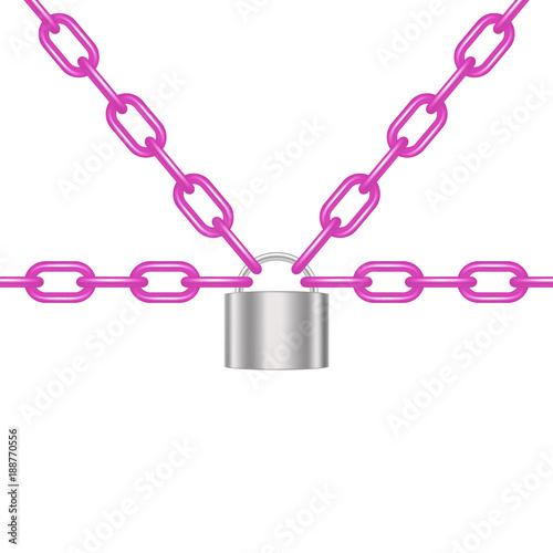 Pink chains locked by padlock in silver design