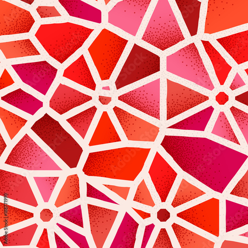 Abstract background with vibrant colors and retro styled vintage dotwork gradients on voronoi grid tiles