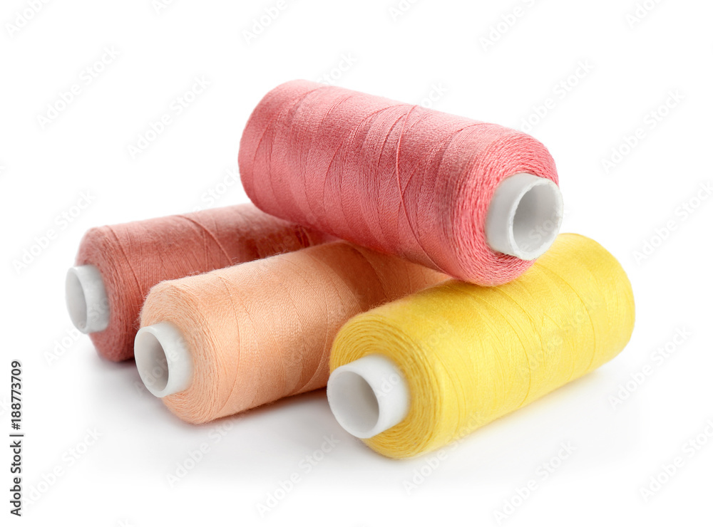 Set of sewing threads on white background Set of sewing threads on white background