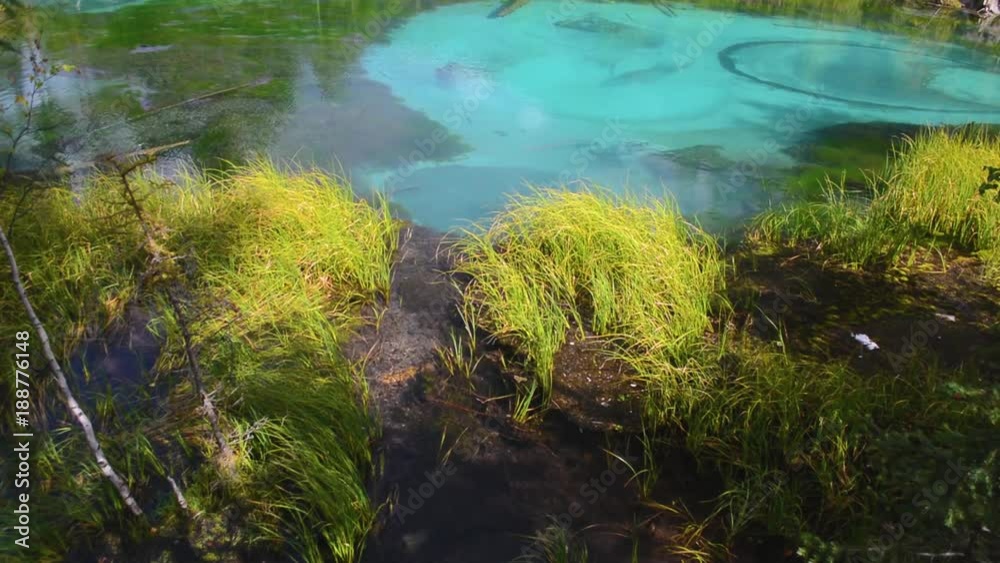 blue geyser lake in Altay mountains. Siberia. Russia. blue geyser lake in Altay mountains. Siberia. Russia.