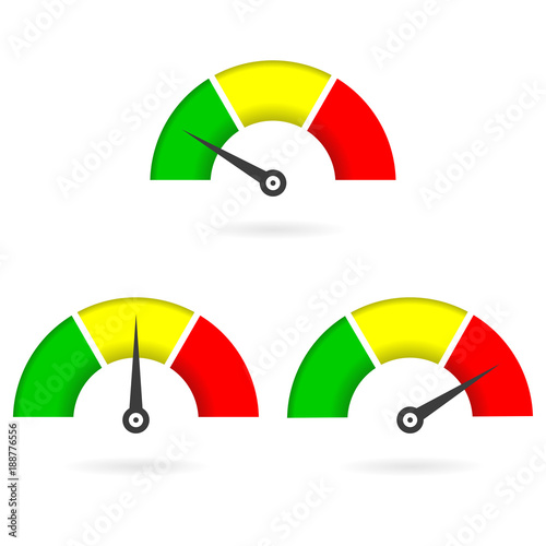 Speedometer icon set. Gauge or meter sign. Infographics design element. Vector illustration.