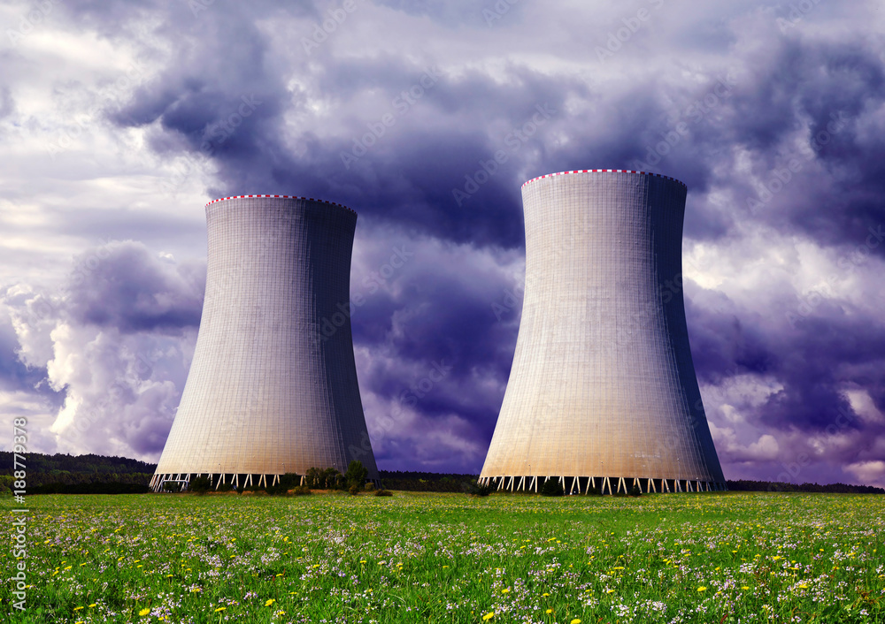 Cooling towers of a nuclear power plant with cloudy sky. Cooling towers of a nuclear power plant with cloudy sky.