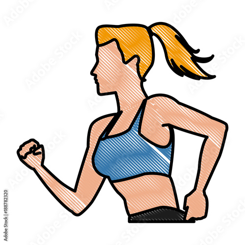 Fitness woman running icon vector illustration graphic design